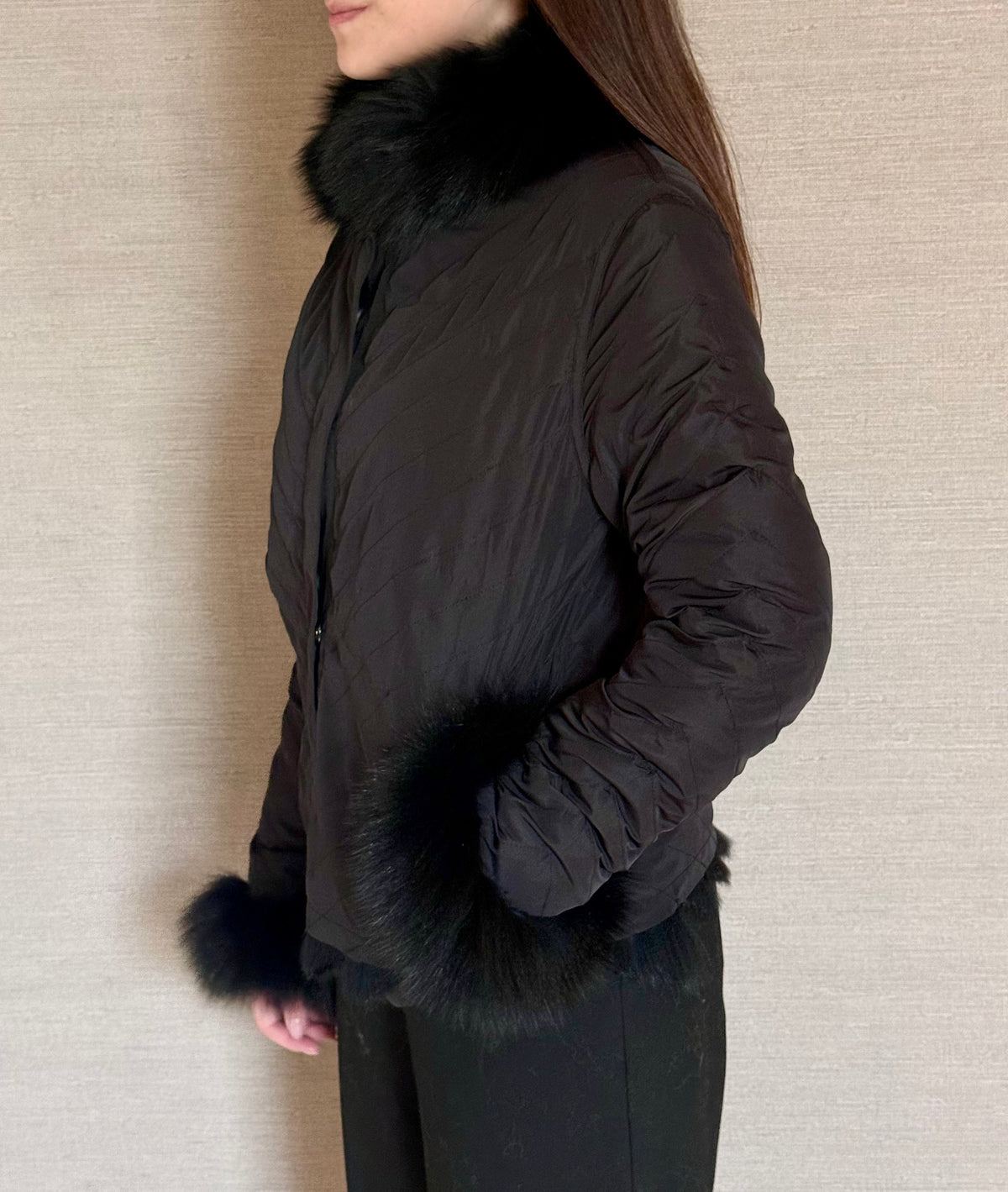 REVERSIBLE FOX COAT BLACK