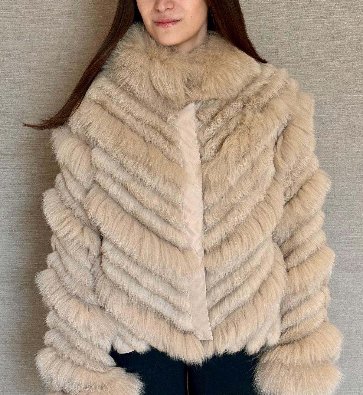 REVERSIBLE FOX COAT BEIGE