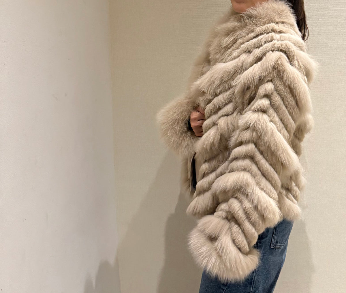 REVERSIBLE FOX COAT BEIGE