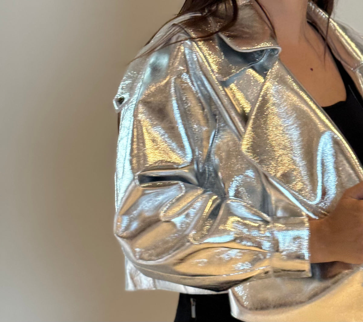 METALLIC LEATHER JACKET
