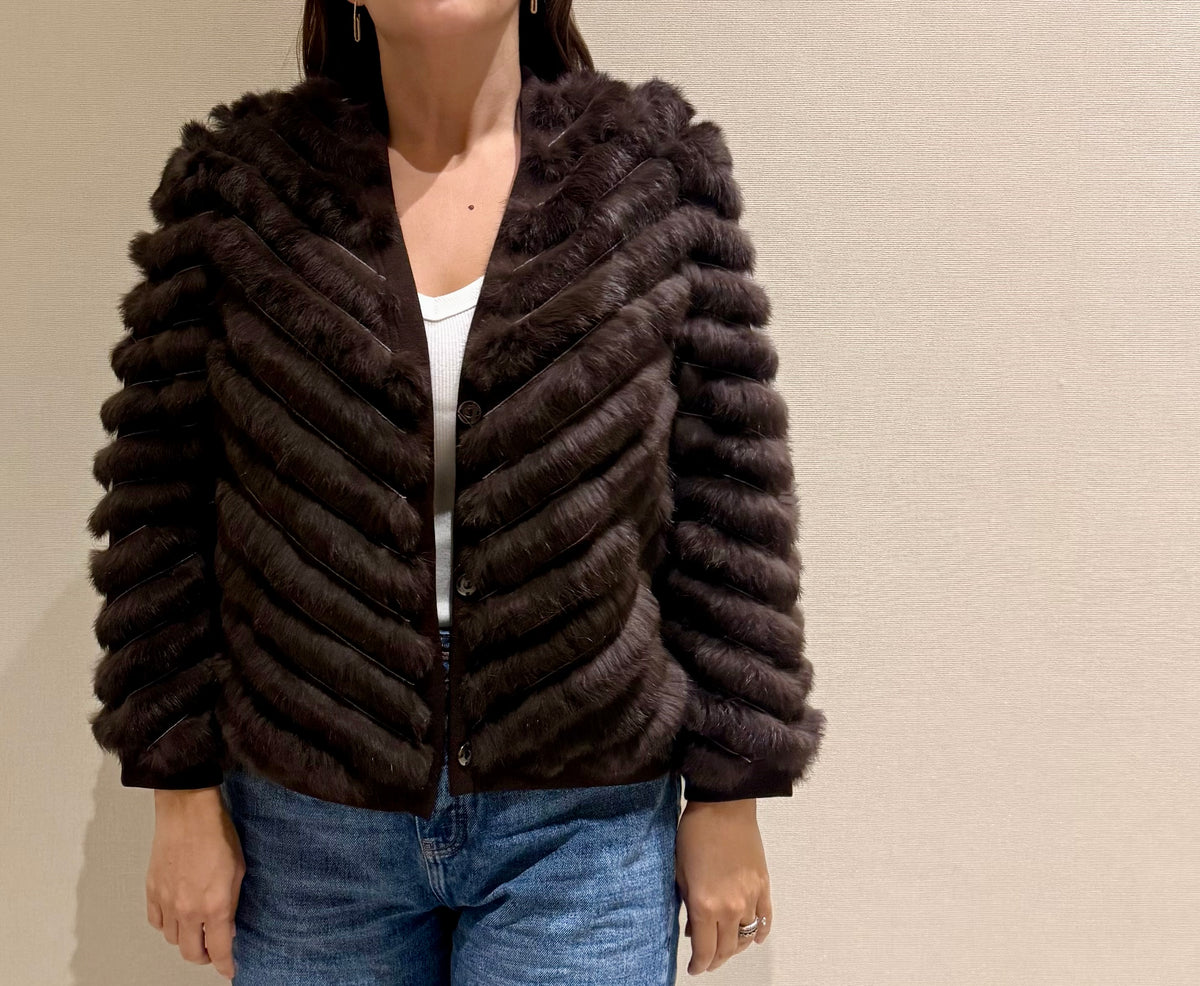 FULL RABBIT CARDIGAN CHOCOLATE BROWN