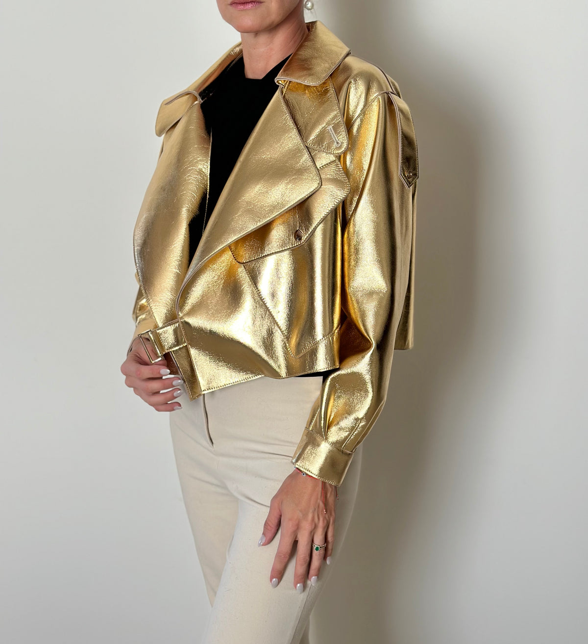 METALLIC LEATHER JACKET