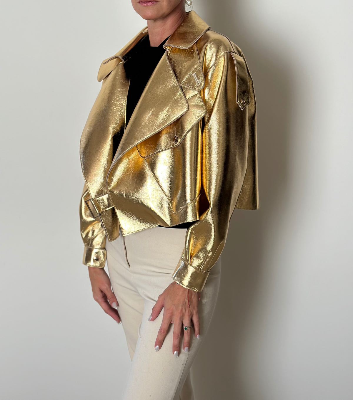 METALLIC LEATHER JACKET