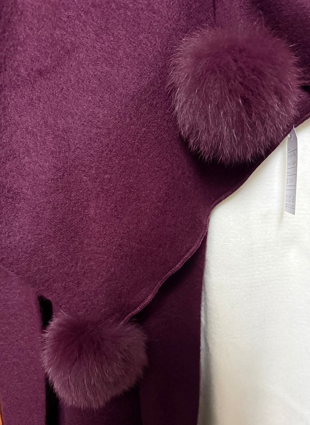 FOX POM POM WOOL SCARF WINE