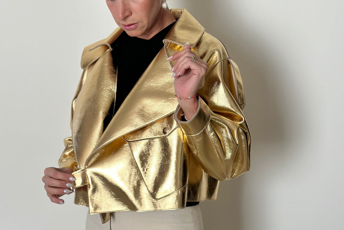 METALLIC LEATHER JACKET