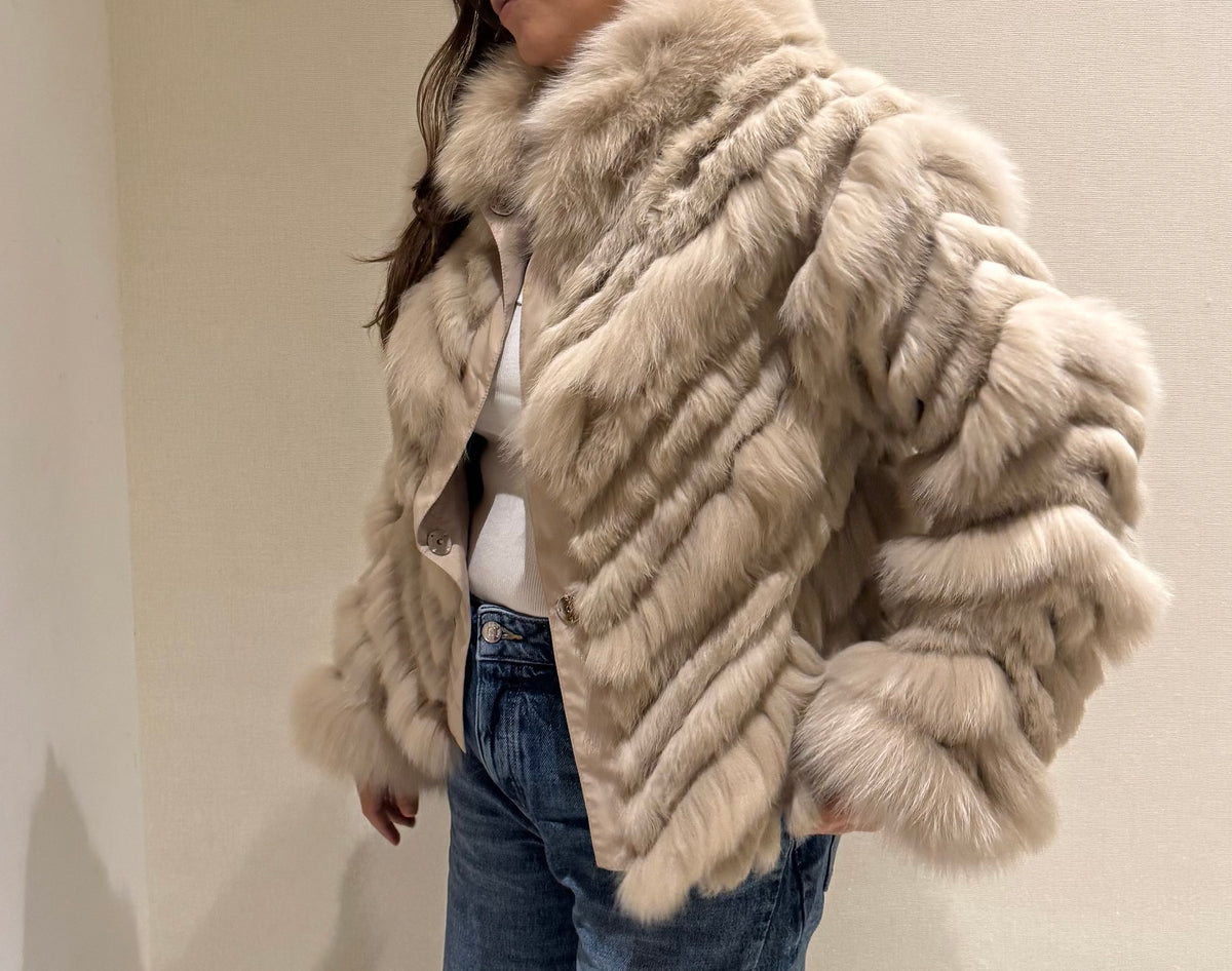 REVERSIBLE FOX COAT BEIGE