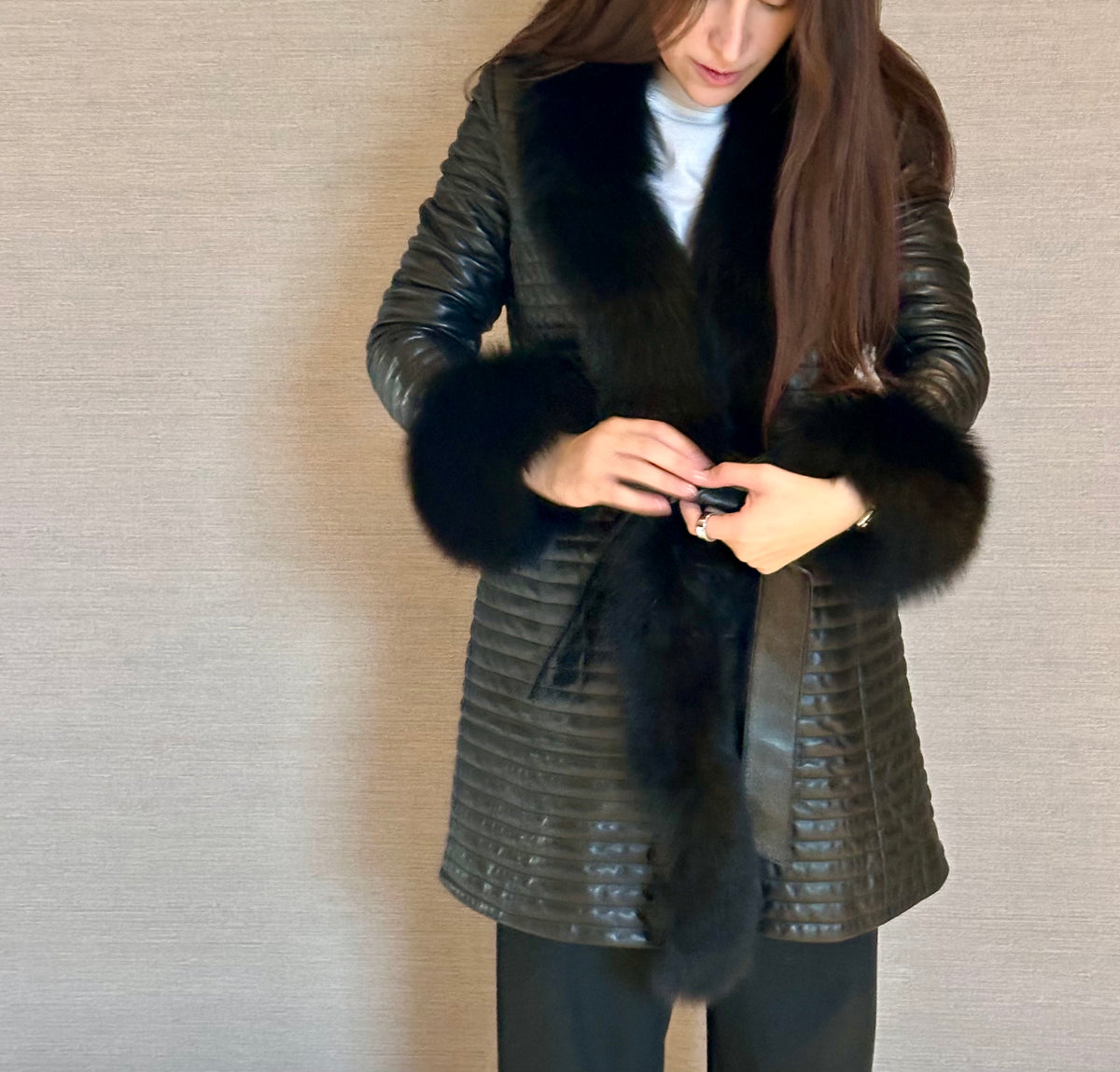 LONG LAMB AND FOX COAT