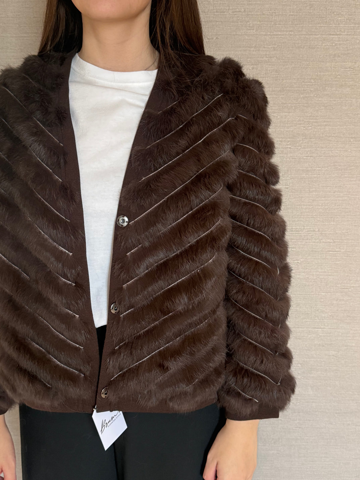 FULL RABBIT CARDIGAN CHOCOLATE BROWN