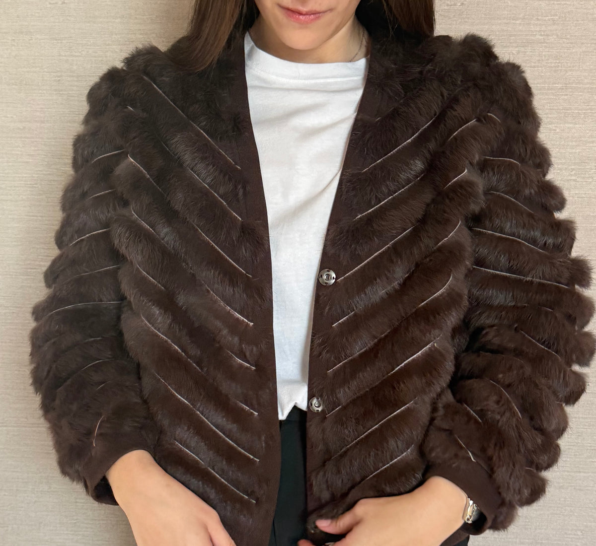 FULL RABBIT CARDIGAN CHOCOLATE BROWN