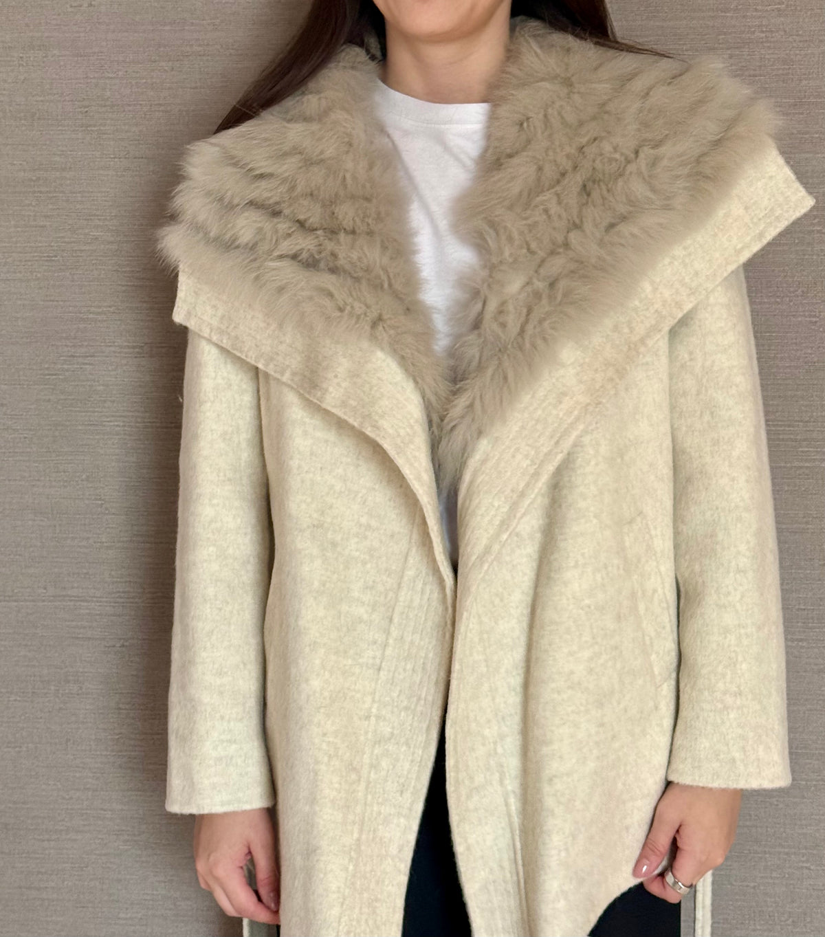 ALPACA AND FOX COAT BEIGE