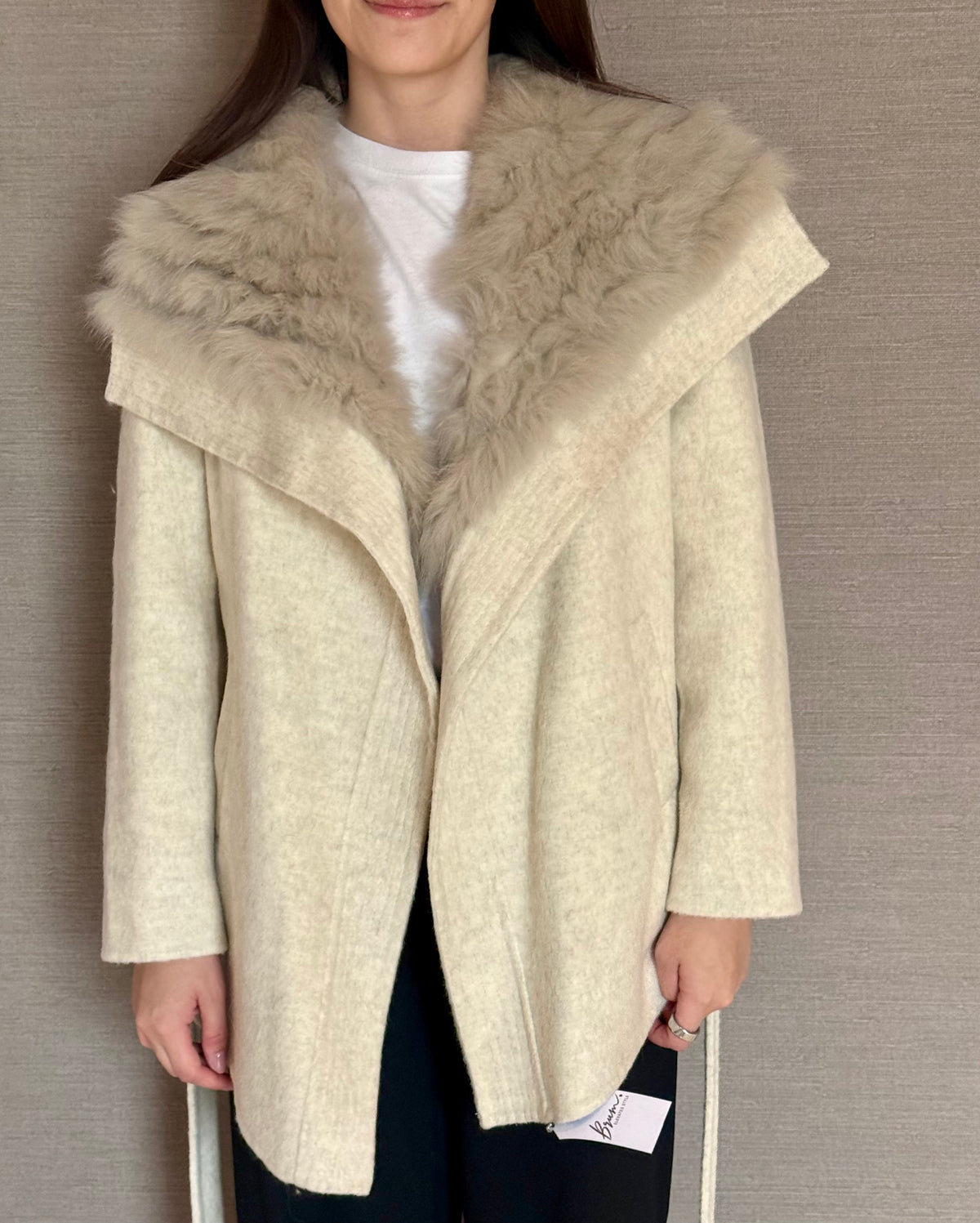 ALPACA AND FOX COAT BEIGE