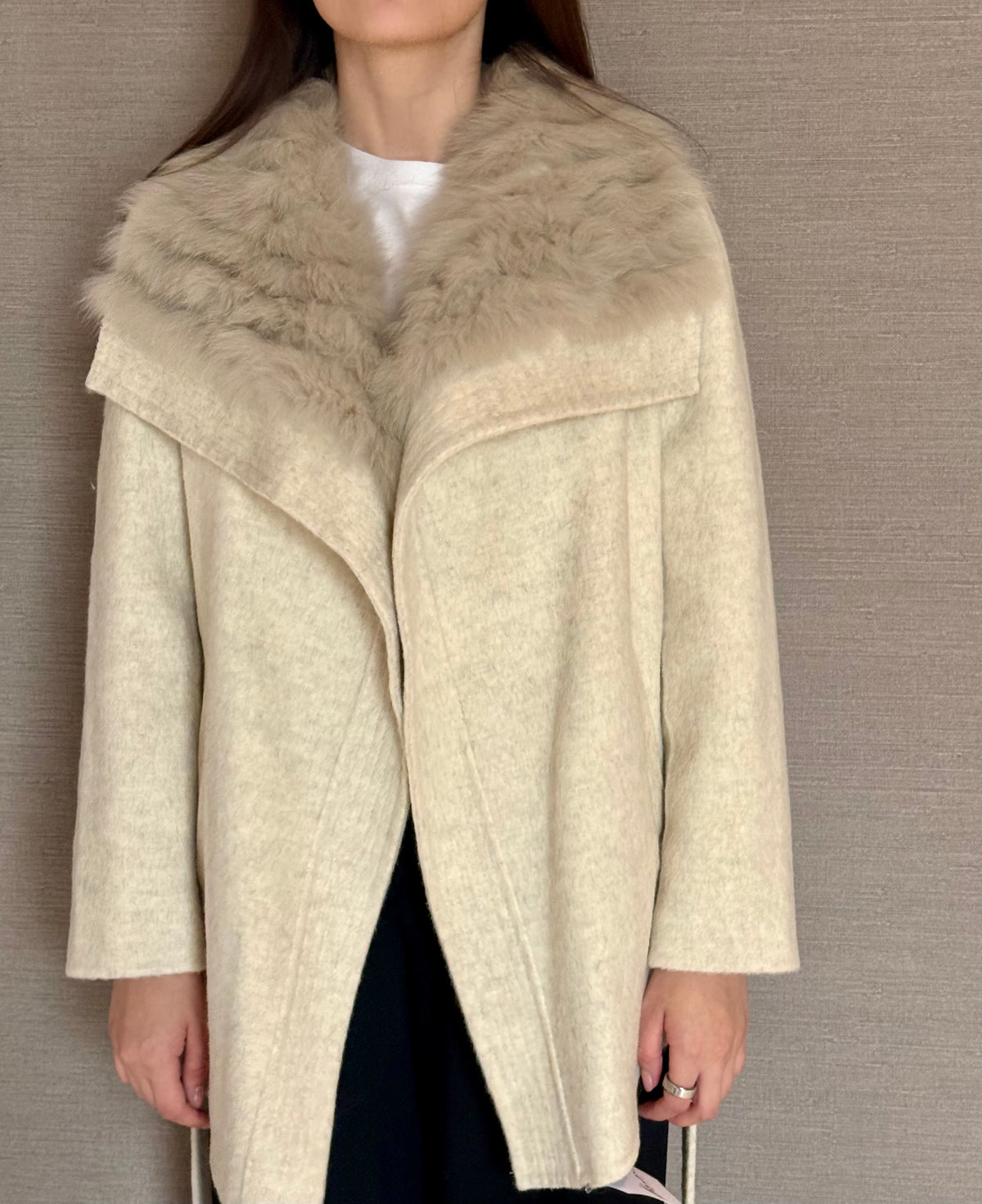 ALPACA AND FOX COAT BEIGE
