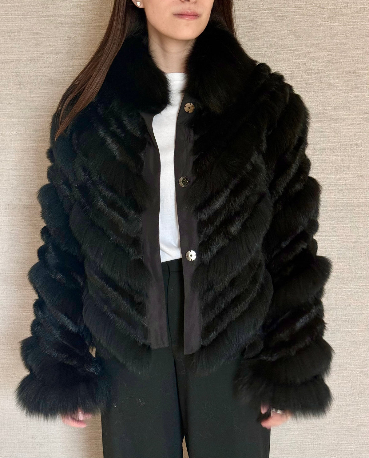 REVERSIBLE FOX COAT BLACK