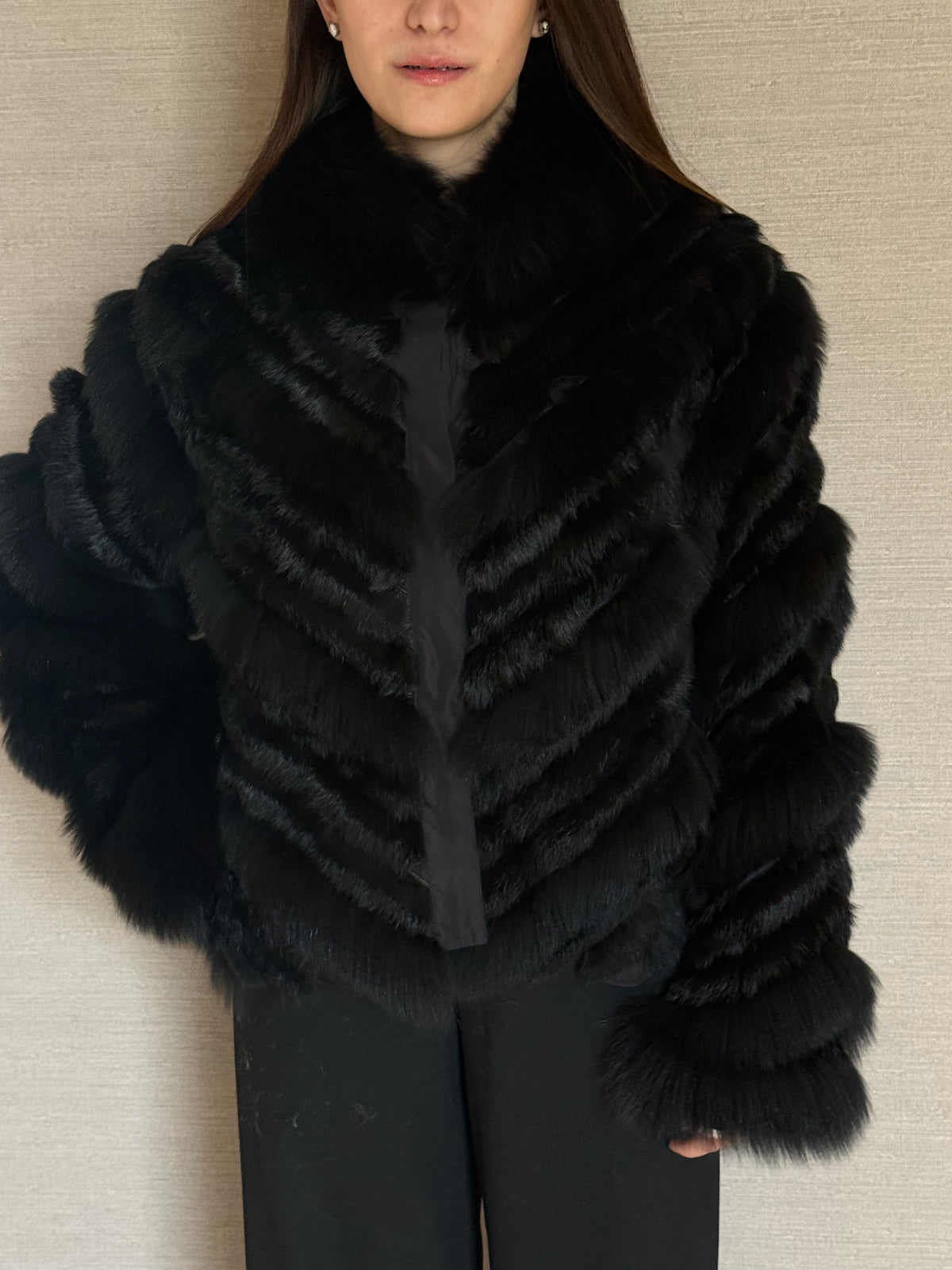 REVERSIBLE FOX COAT BLACK