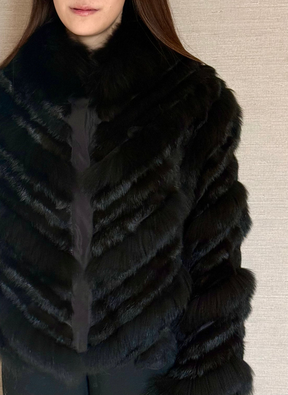 REVERSIBLE FOX COAT BLACK
