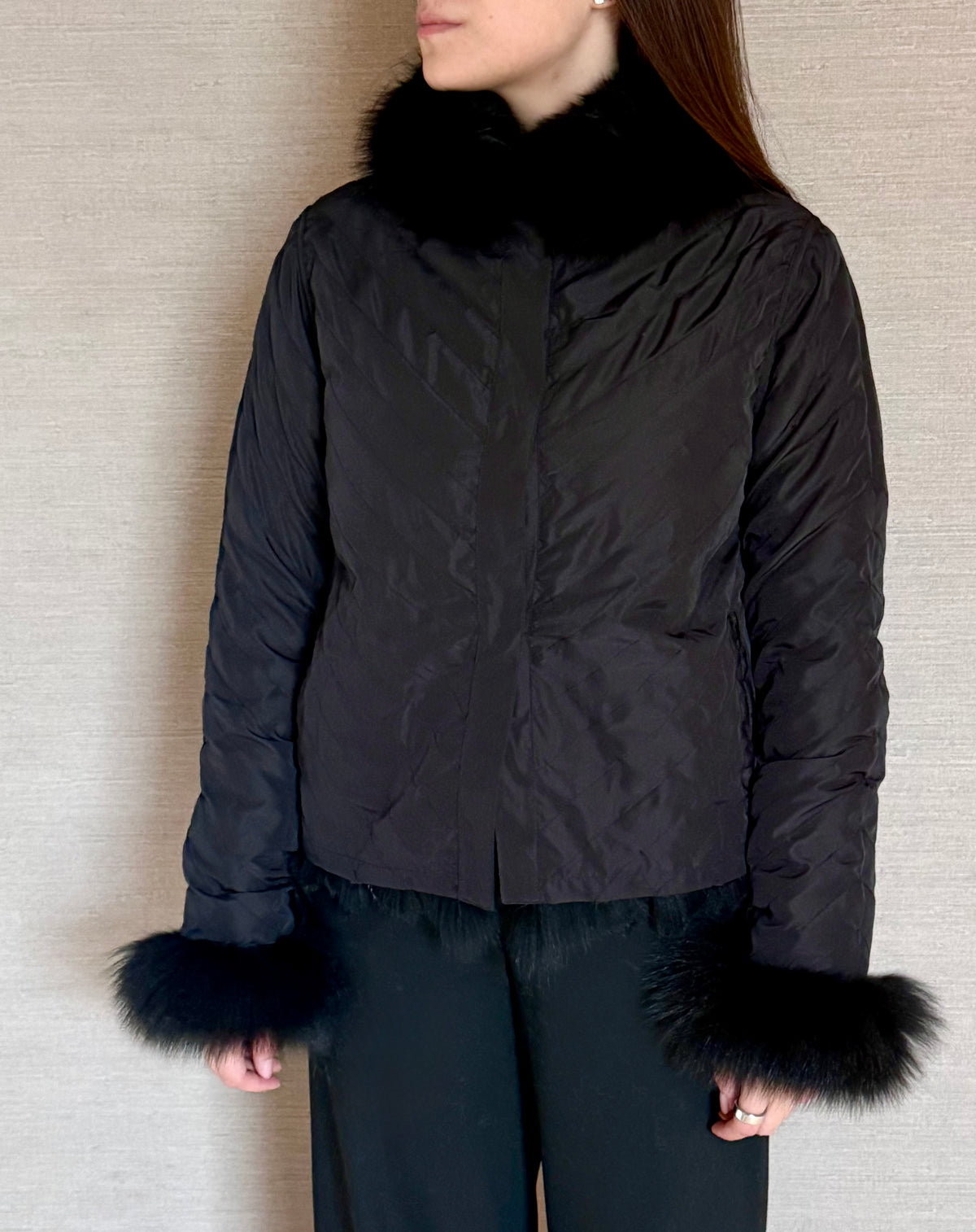 REVERSIBLE FOX COAT BLACK