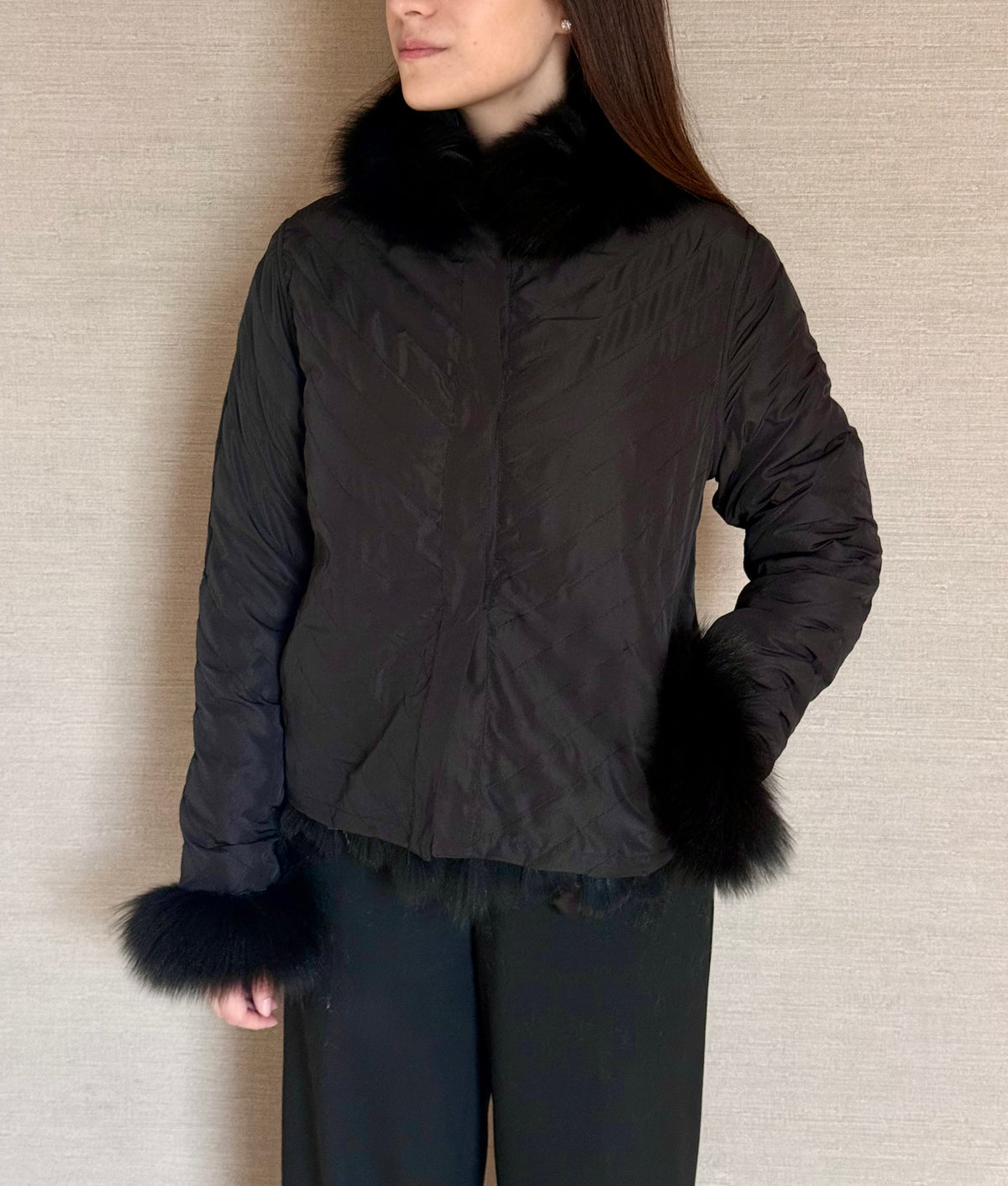 REVERSIBLE FOX COAT BLACK