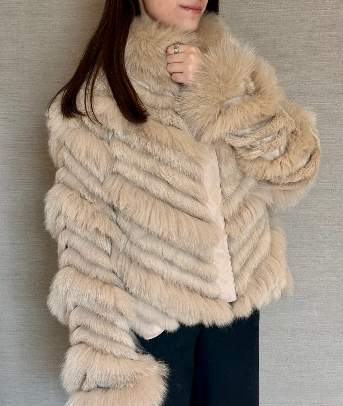 REVERSIBLE FOX COAT BEIGE